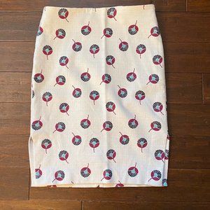 LOFT White Floral Pencil Skirt